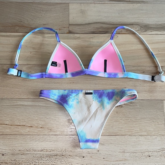 Triangl Tie Dye Blue Purple Bikini Set Sz Small - Picture 6 of 8